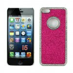 Wholesale iPhone 5  5S Glitter Diamond Chrome Case (Hot Pink)